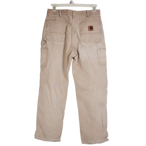 Carhartt mens distressed tan carpenter jeans size 34x32 - Picture 2 of 6
